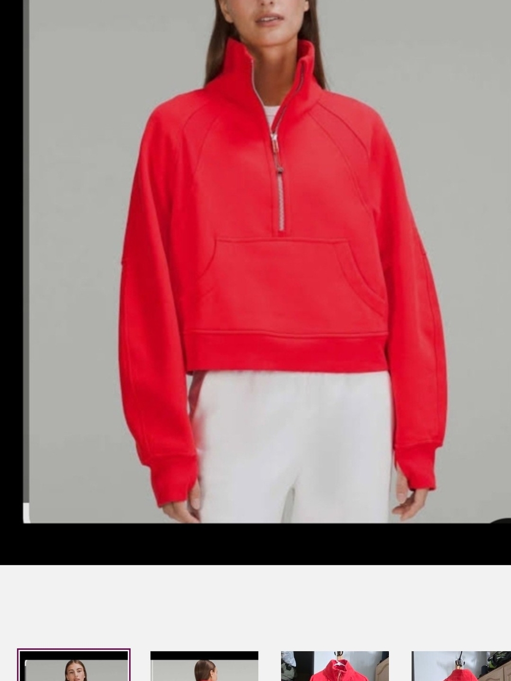 lululemon athletica Cropped Quarter-Zip Pullover Sweater - Red